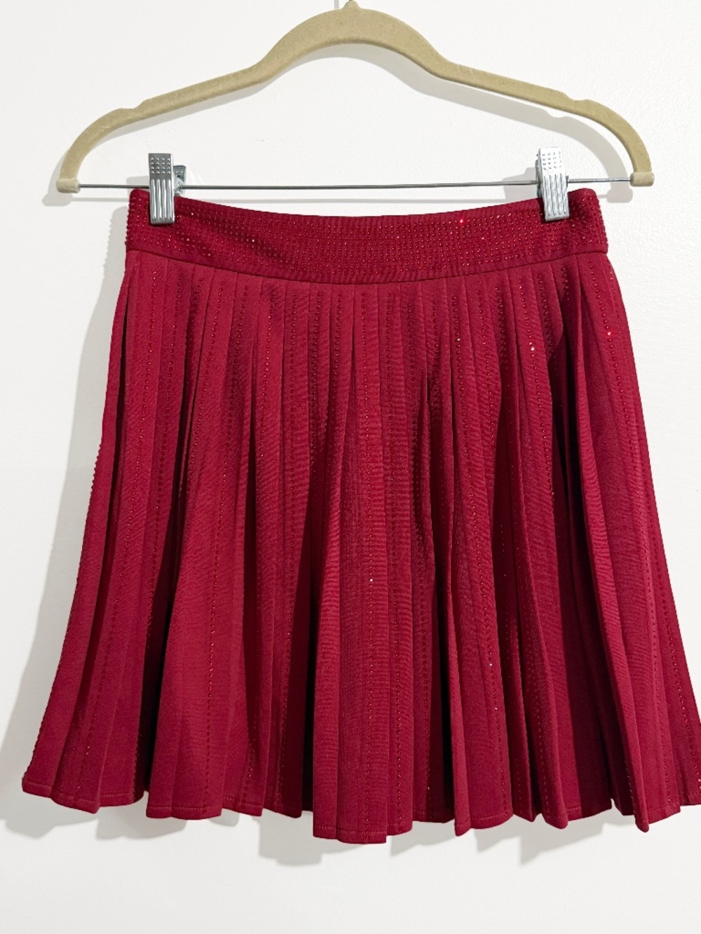 Nylon Apparel Red Rhinestone Pleated Skater Skirt Shorts Attached NWT Medium